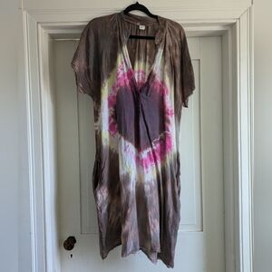 Love Tanjane Hand Dyed Midi Cotton Dress- Small Oversized